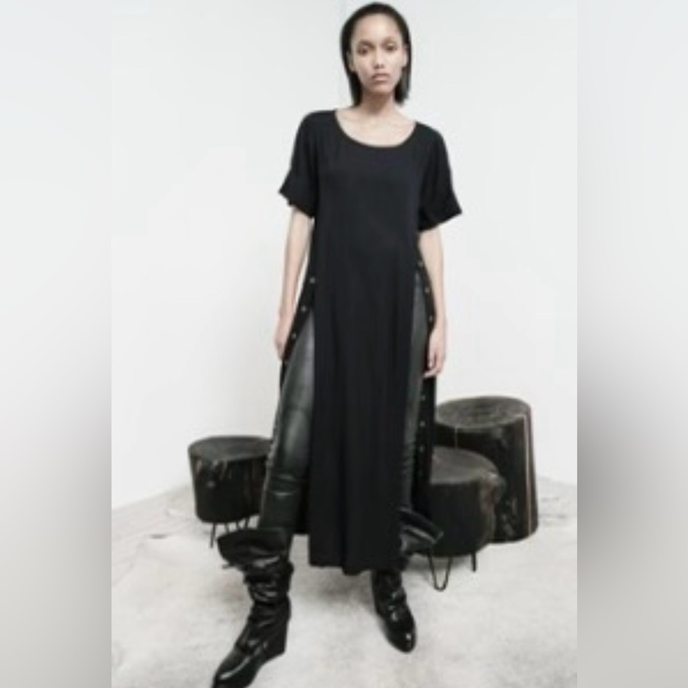 NWT Nicholas K Jaoa Shirt Dress Size XXSmall Midi Black, MSRP $350